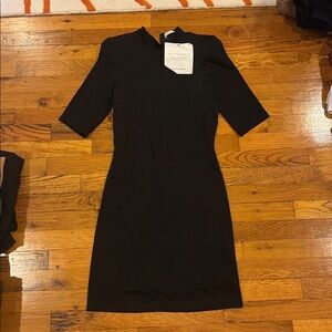 Alice and Olivia shoulder pad black bodycon dress